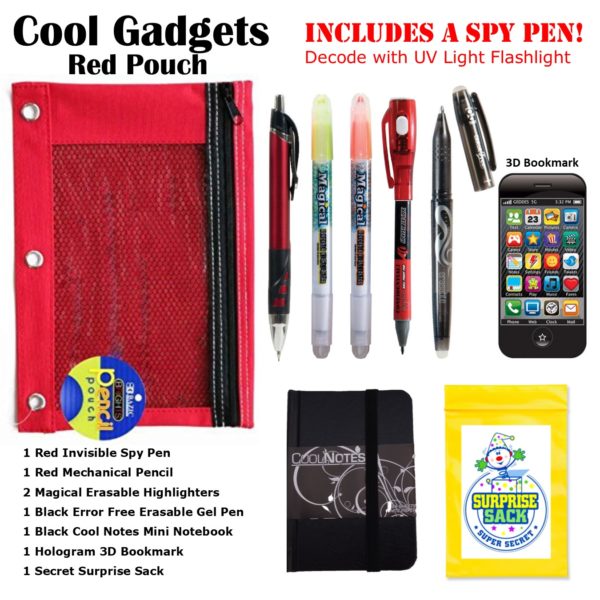 Red Pouch with Invisible Ink Spy Pen